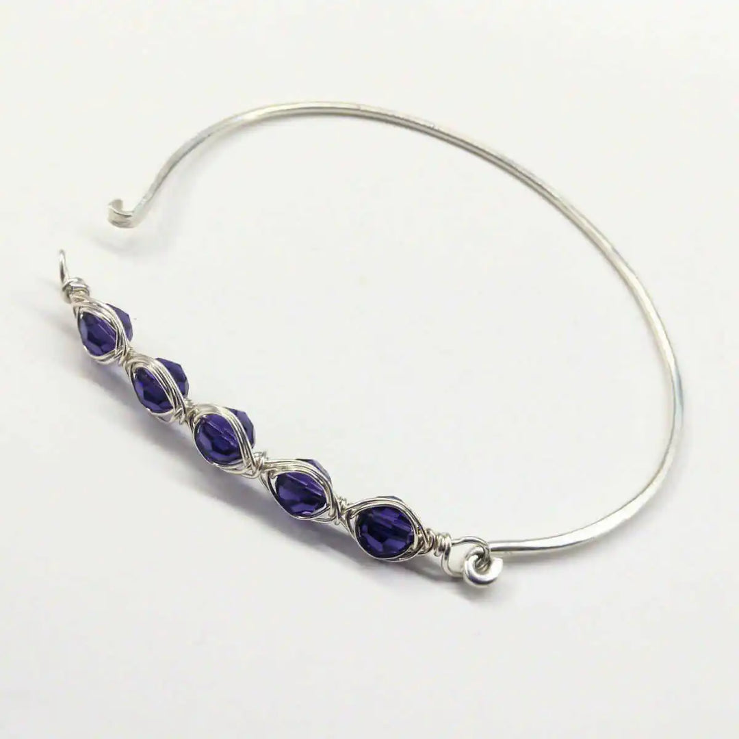 AMD1147-8 Large Wire Wrapped Silver Crystal Bar Bangle BraceletJewelryBracelet$ 61.00Alexa Martha Designs