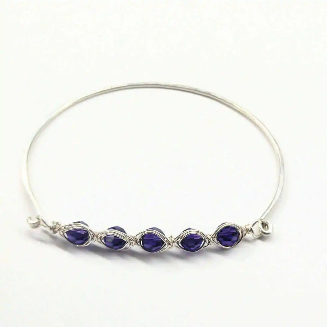 AMD1147 Large Wire Wrapped Silver Crystal Bar Bangle BraceletJewelryBracelet$ 61.00Alexa Martha Designs