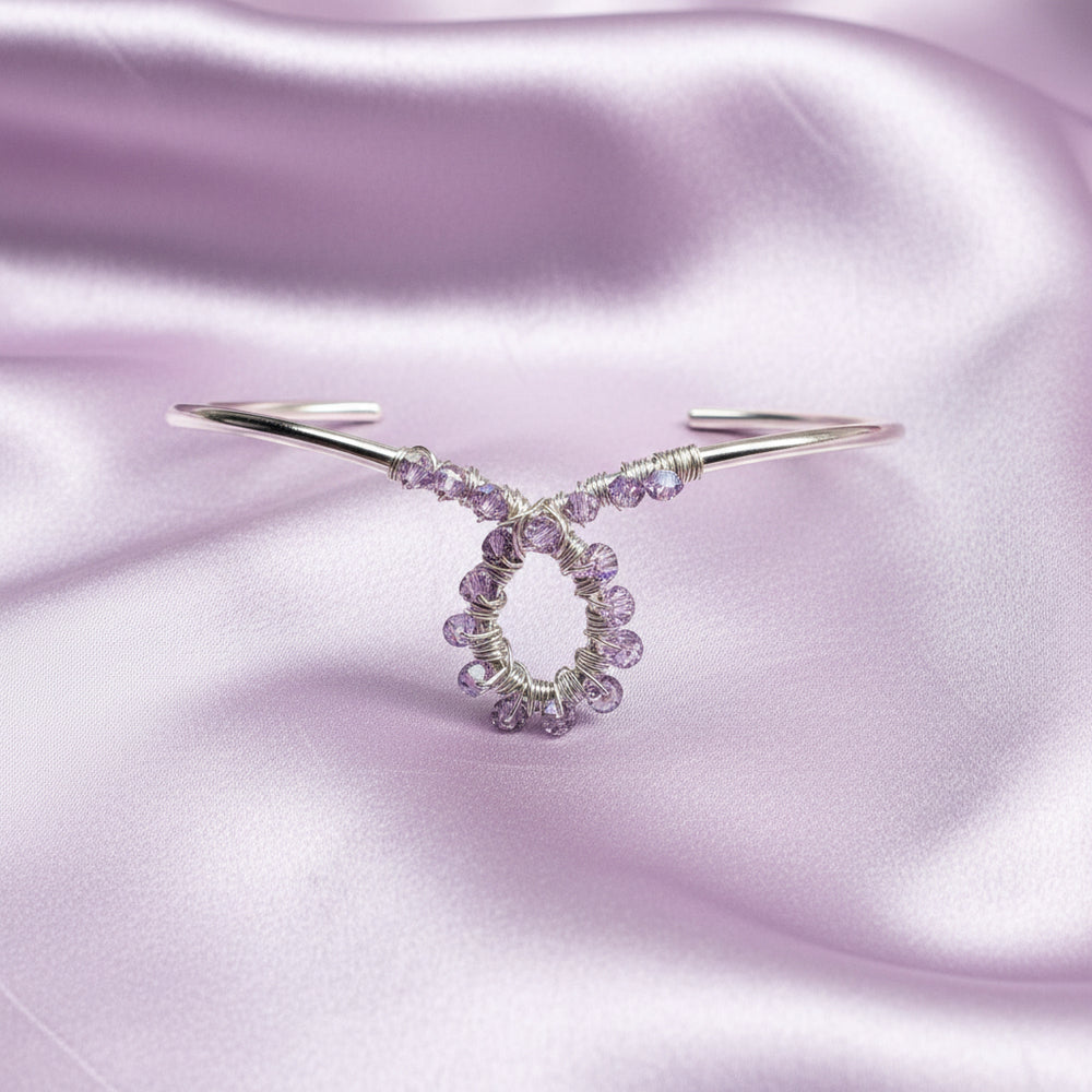 AMD1288Lavender Crystal Cancer Ribbon Awareness Bangle For CancersJewelryBracelet$ 84.00Alexa Martha Designs