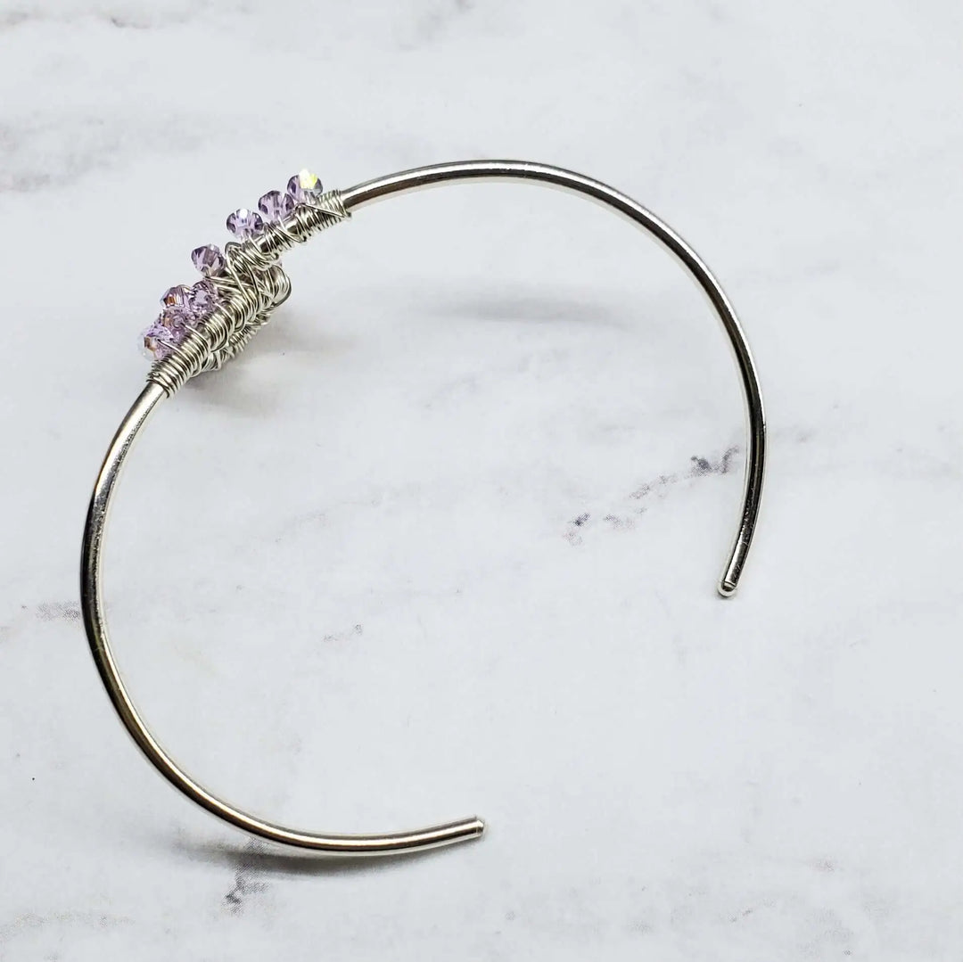 AMD1288Lavender Crystal Cancer Ribbon Awareness Bangle For CancersJewelryBracelet$ 84.00Alexa Martha Designs