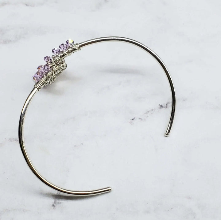 AMD1288Lavender Crystal Cancer Ribbon Awareness Bangle For CancersJewelryBracelet$ 84.00Alexa Martha Designs