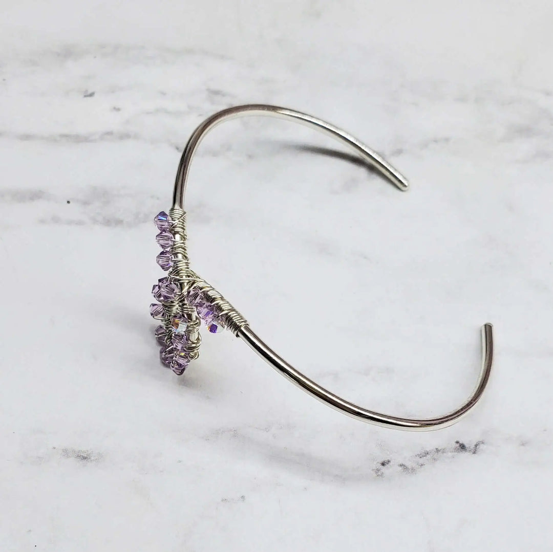 AMD1288Lavender Crystal Cancer Ribbon Awareness Bangle For CancersJewelryBracelet$ 84.00Alexa Martha Designs