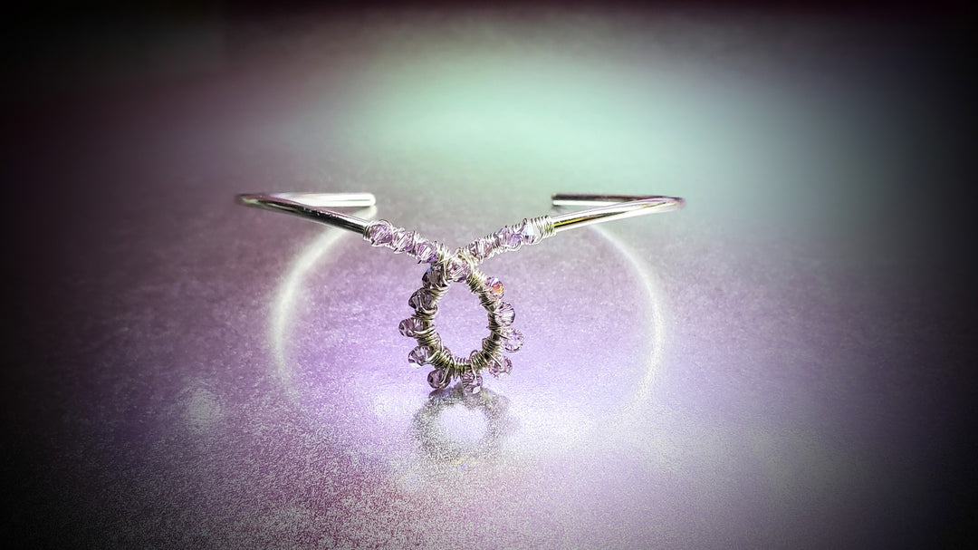 AMD1288Lavender Crystal Cancer Ribbon Awareness Bangle For CancersJewelryBracelet$ 84.00Alexa Martha Designs