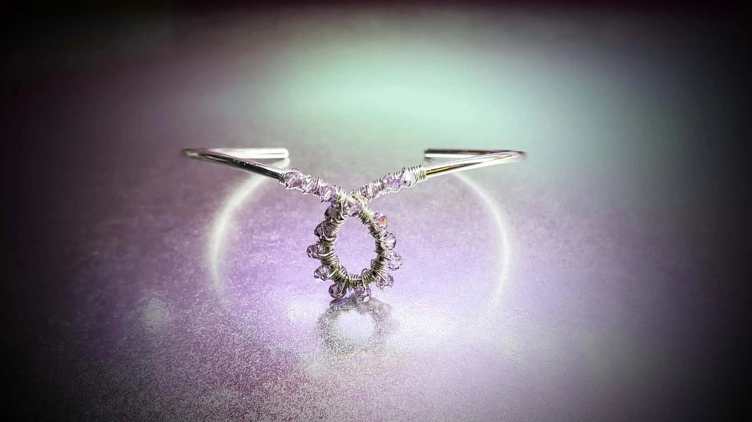 AMD1288Lavender Crystal Cancer Ribbon Awareness Bangle For CancersJewelryBracelet$ 84.00Alexa Martha Designs