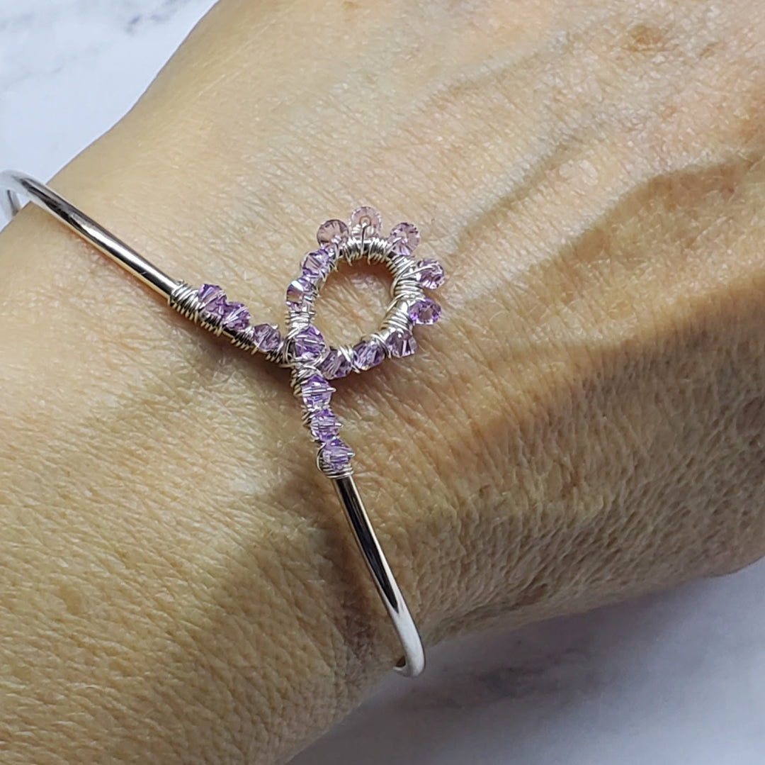 AMD1288Lavender Crystal Cancer Ribbon Awareness Bangle For CancersJewelryBracelet$ 84.00Alexa Martha Designs