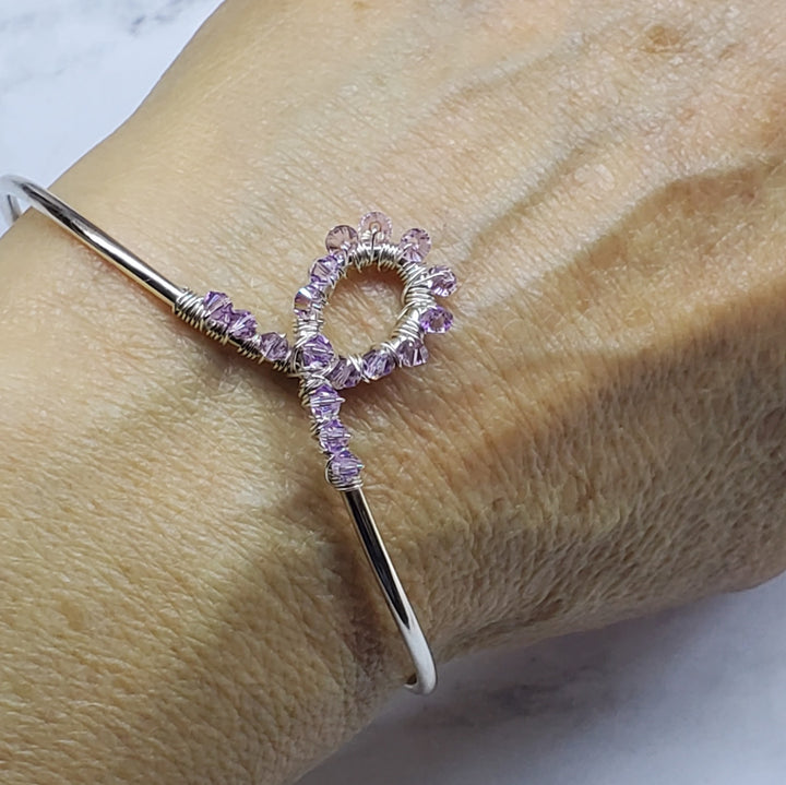 AMD1288Lavender Crystal Cancer Ribbon Awareness Bangle For CancersJewelryBracelet$ 84.00Alexa Martha Designs