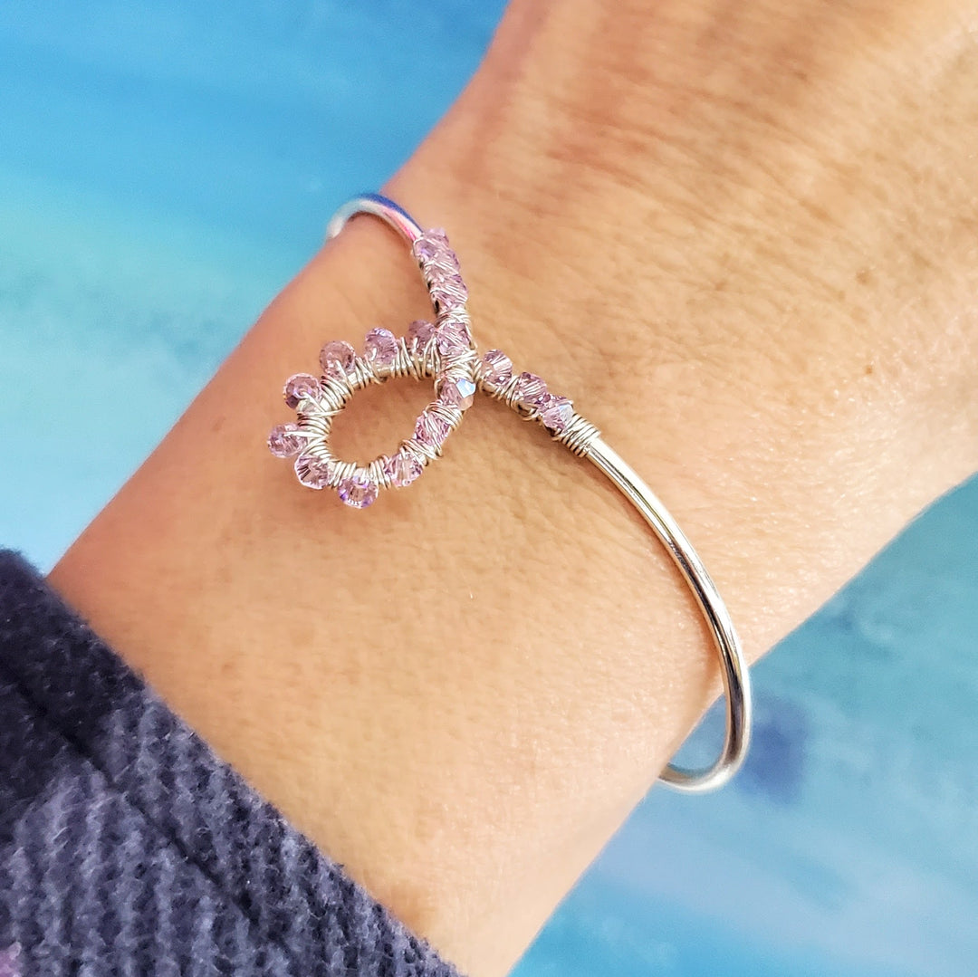 AMD1288Lavender Crystal Cancer Ribbon Awareness Bangle For CancersJewelryBracelet$ 84.00Alexa Martha Designs
