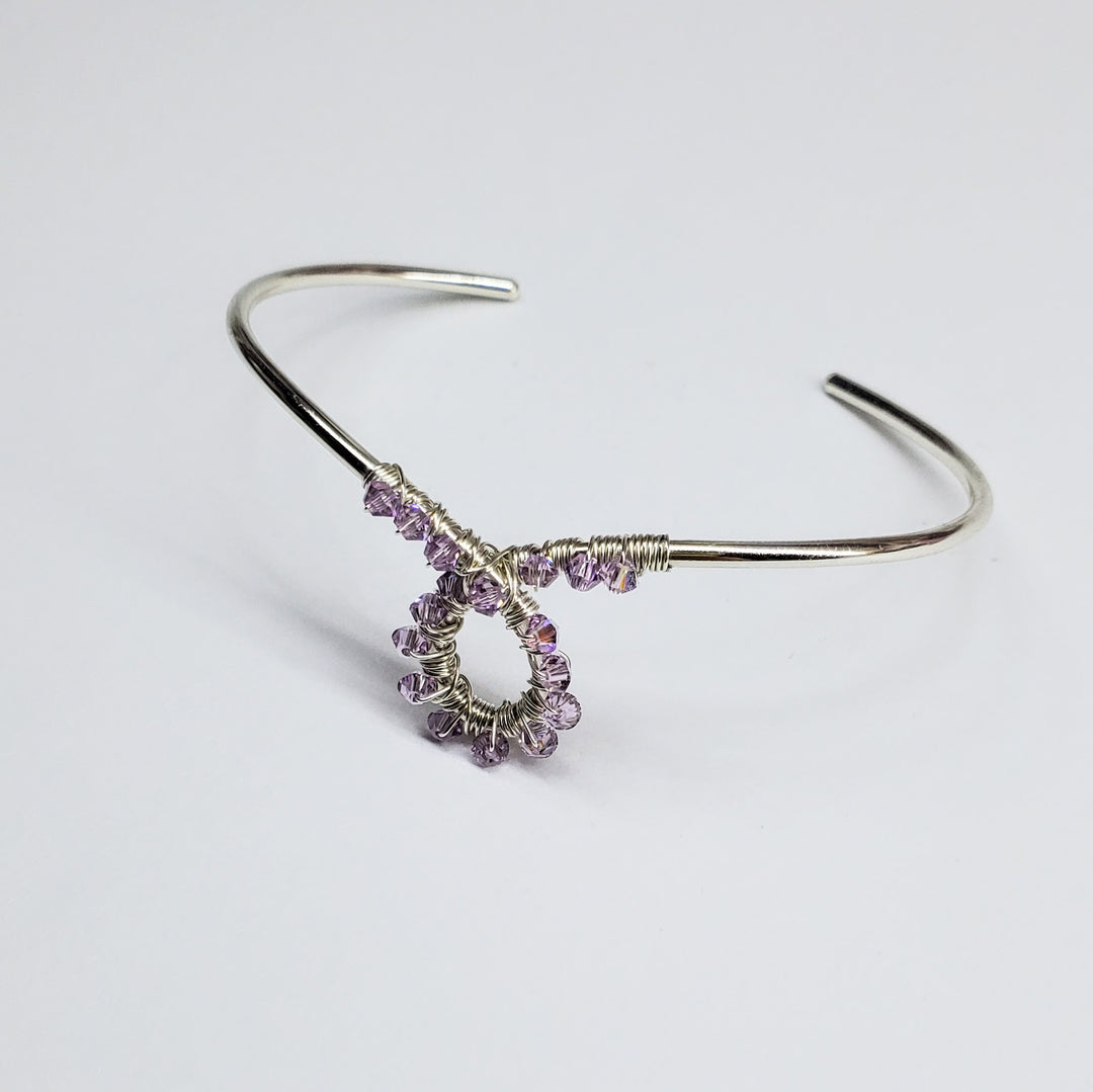 AMD1288Lavender Crystal Cancer Ribbon Awareness Bangle For CancersJewelryBracelet$ 84.00Alexa Martha Designs