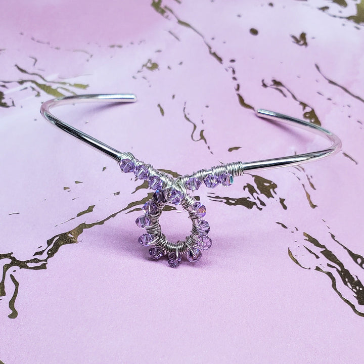 AMD1288Lavender Crystal Cancer Ribbon Awareness Bangle For CancersJewelryBracelet$ 84.00Alexa Martha Designs
