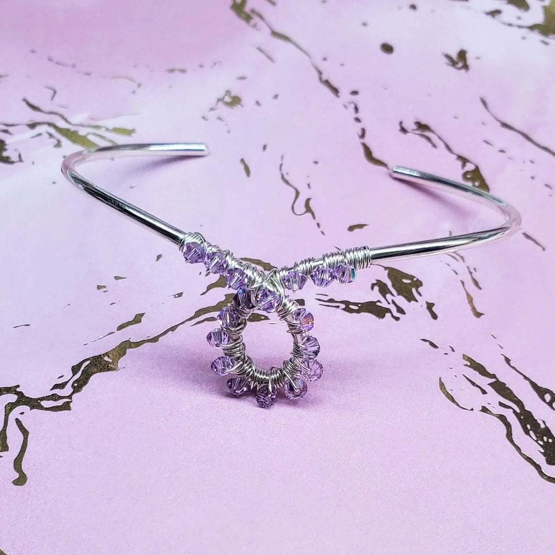 AMD1288Lavender Crystal Cancer Ribbon Awareness Bangle For CancersJewelryBracelet$ 84.00Alexa Martha Designs