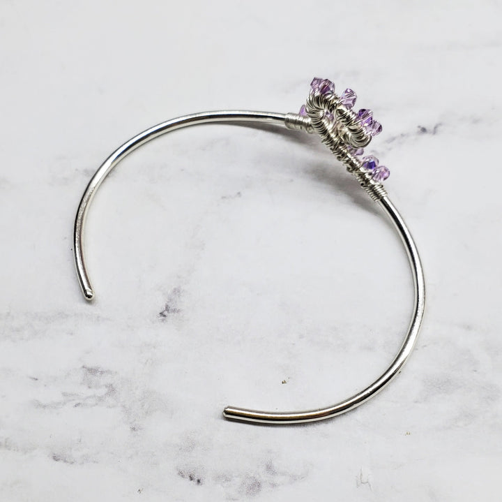 Silver Crystal Cancer Ribbon Cuff Bangle by Alexa Martha