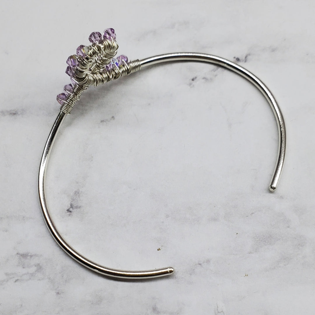 Silver Crystal Cancer Ribbon Cuff Bangle by Alexa Martha