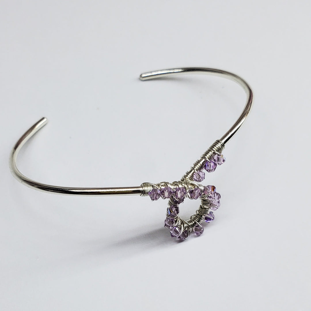 Silver Crystal Cancer Ribbon Cuff Bangle by Alexa Martha