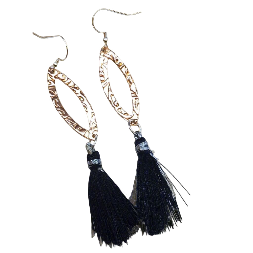 AMD1293-ALong Copper Embossed Silk Tassel Earrings Various ColorsEarringsEarrings$ 53.00Alexa Martha Designs
