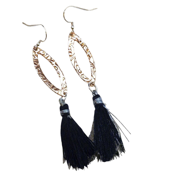 AMD1293-ALong Copper Embossed Silk Tassel Earrings Various ColorsEarringsEarrings$ 53.00Alexa Martha Designs