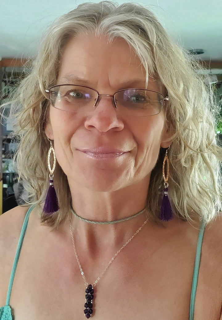 AMD1293-ALong Copper Embossed Silk Tassel Earrings Various ColorsEarringsEarrings$ 53.00Alexa Martha Designs