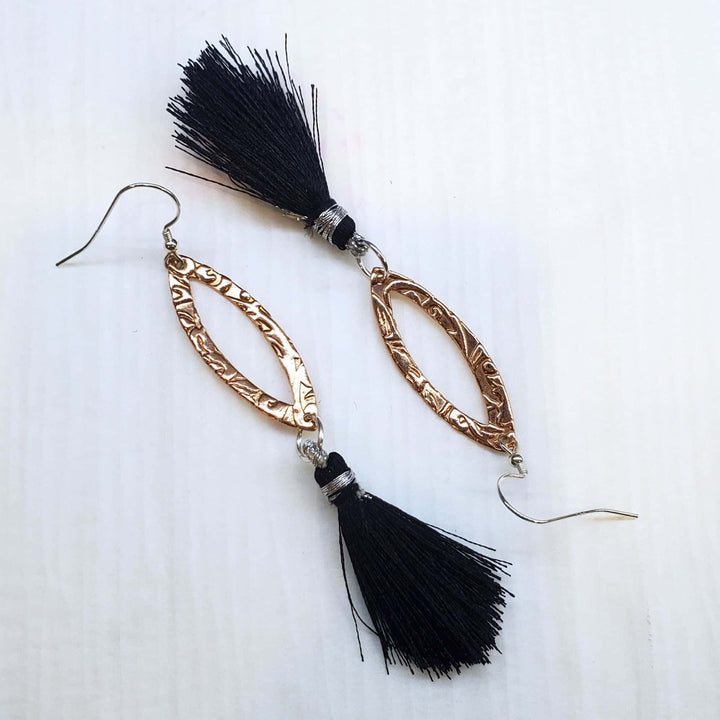 AMD1293-DLong Copper Embossed Silk Tassel Earrings Various ColorsEarringsEarrings$ 53.00Alexa Martha Designs