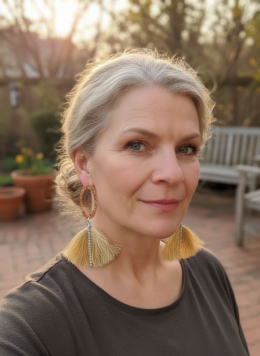 AMD1294Long Copper Oval Embossed Metal Thread Tassel EarringsJewelryEarrings$ 63.00Alexa Martha Designs