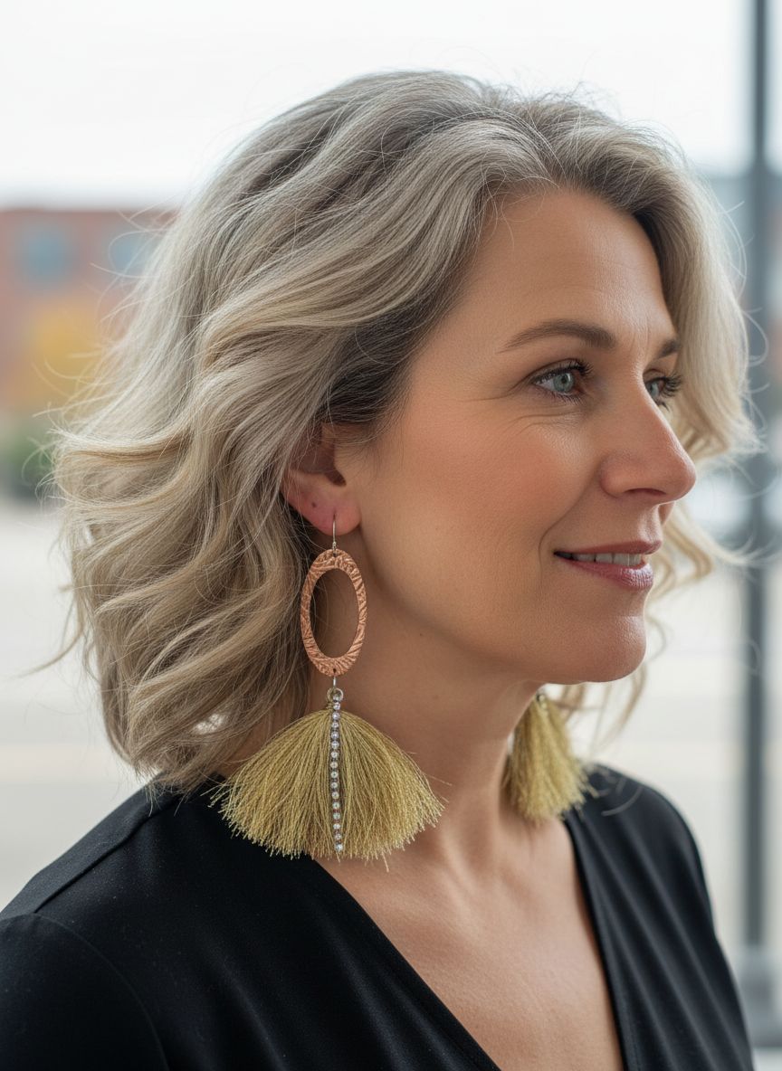 AMD1294Long Copper Oval Embossed Metal Thread Tassel EarringsJewelryEarrings$ 63.00Alexa Martha Designs