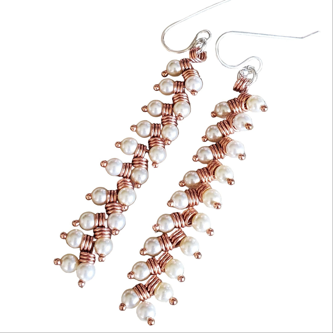 AMD1316-2Long Copper Coiled Braided Swarovski Crystal Pearl EarringsJewelryEarrings$ 69.00Alexa Martha Designs