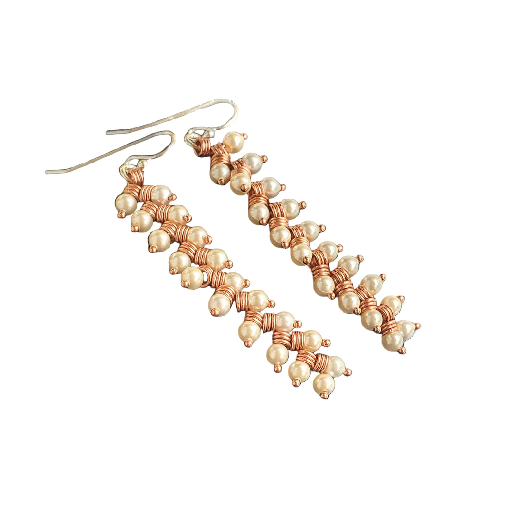 AMD1316-2Long Copper Coiled Braided Swarovski Crystal Pearl EarringsJewelryEarrings$ 69.00Alexa Martha Designs