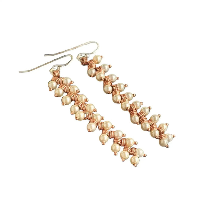 AMD1316-2Long Copper Coiled Braided Swarovski Crystal Pearl EarringsJewelryEarrings$ 69.00Alexa Martha Designs
