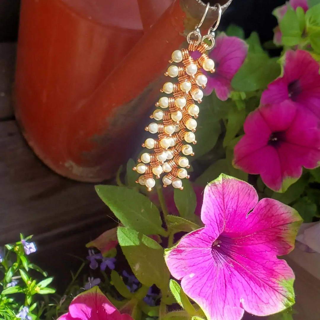 AMD1316-2Long Copper Coiled Braided Swarovski Crystal Pearl EarringsJewelryEarrings$ 69.00Alexa Martha Designs