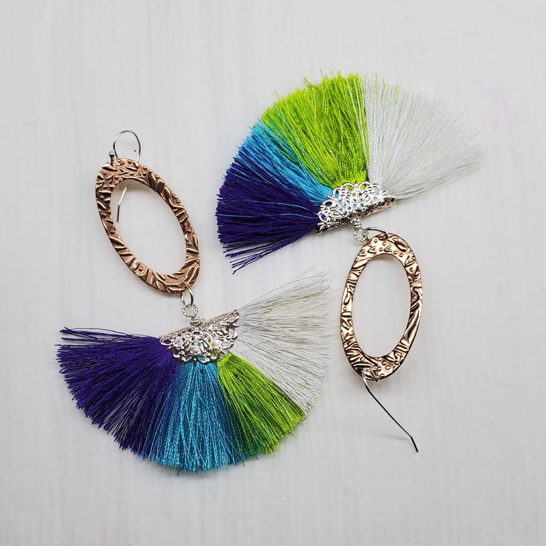 AMD1295Long Copper Embossed Silk Tassel Earrings - Unique StyleJewelryEarrings$ 57.00Alexa Martha Designs