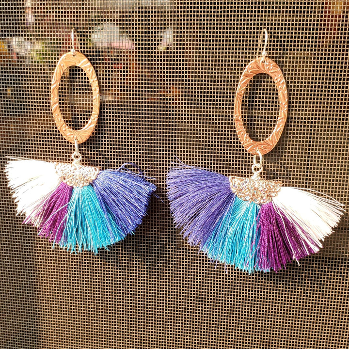 AMD1295Long Copper Embossed Silk Tassel Earrings - Unique StyleJewelryEarrings$ 57.00Alexa Martha Designs