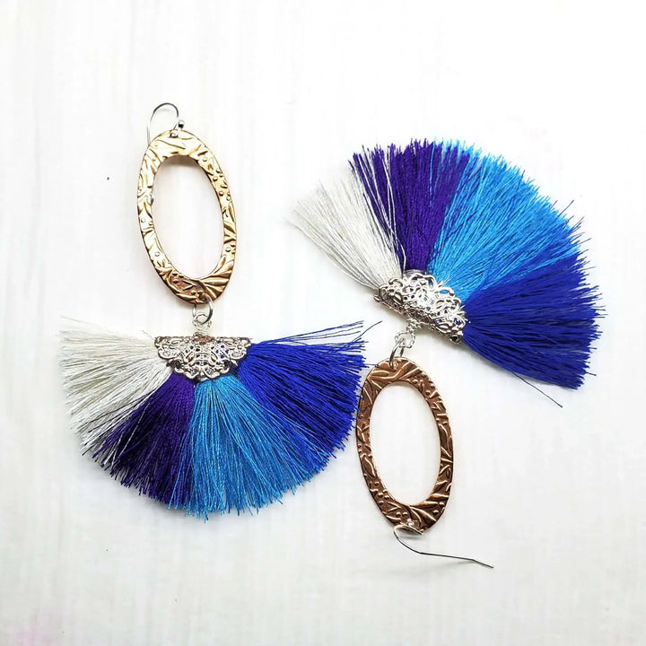 AMD1295Long Copper Embossed Silk Tassel Earrings - Unique StyleJewelryEarrings$ 57.00Alexa Martha Designs