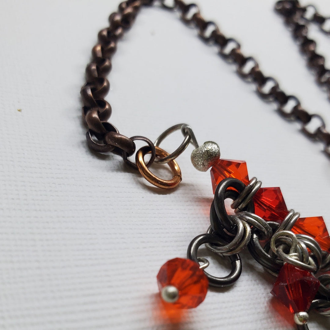 Close up of section of Mixed Metal Chainmaille Princess Warrior Choker Necklace