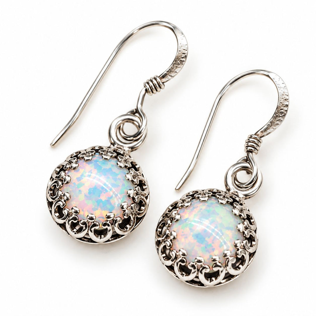 Victorian Sterling Silver Gemstone Dangle Earrings