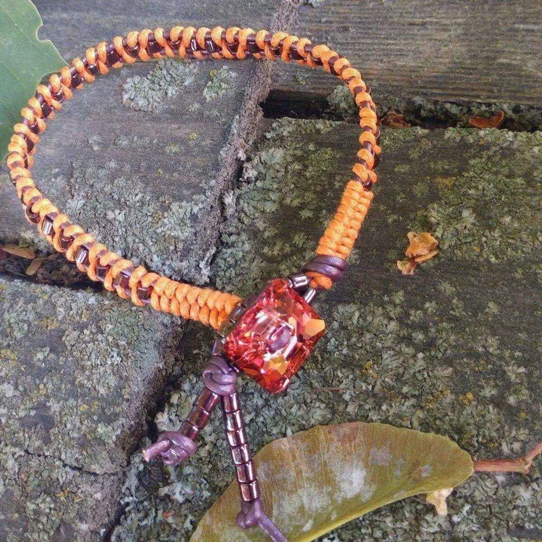 AMD1178Orange Purple Bead Braided Crystal Shank Button Bracelet JewelryBracelet$ 65.00Alexa Martha Designs
