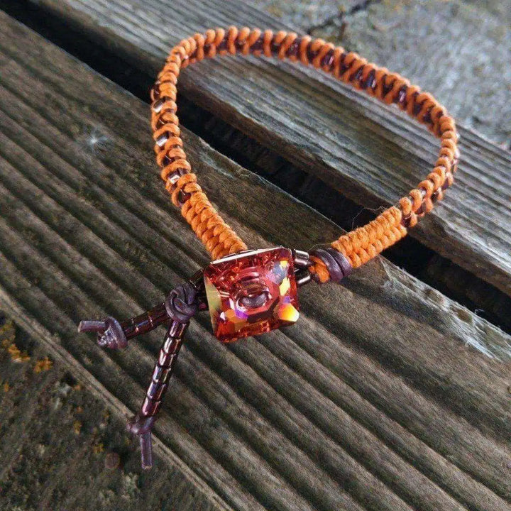 AMD1178Orange Purple Bead Braided Crystal Shank Button Bracelet JewelryBracelet$ 65.00Alexa Martha Designs