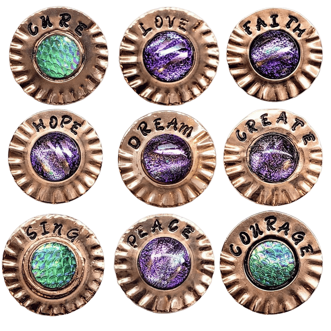 Handmade Stamped Artisan Copper Flower Refrigerator Magnets