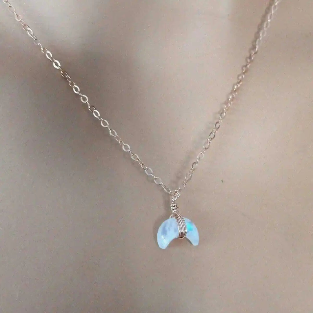 AMD1093Rose Gold Filled Wire Wrapped Crescent Moonstone NecklaceJewelryNecklaces$ 74.00Alexa Martha Designs
