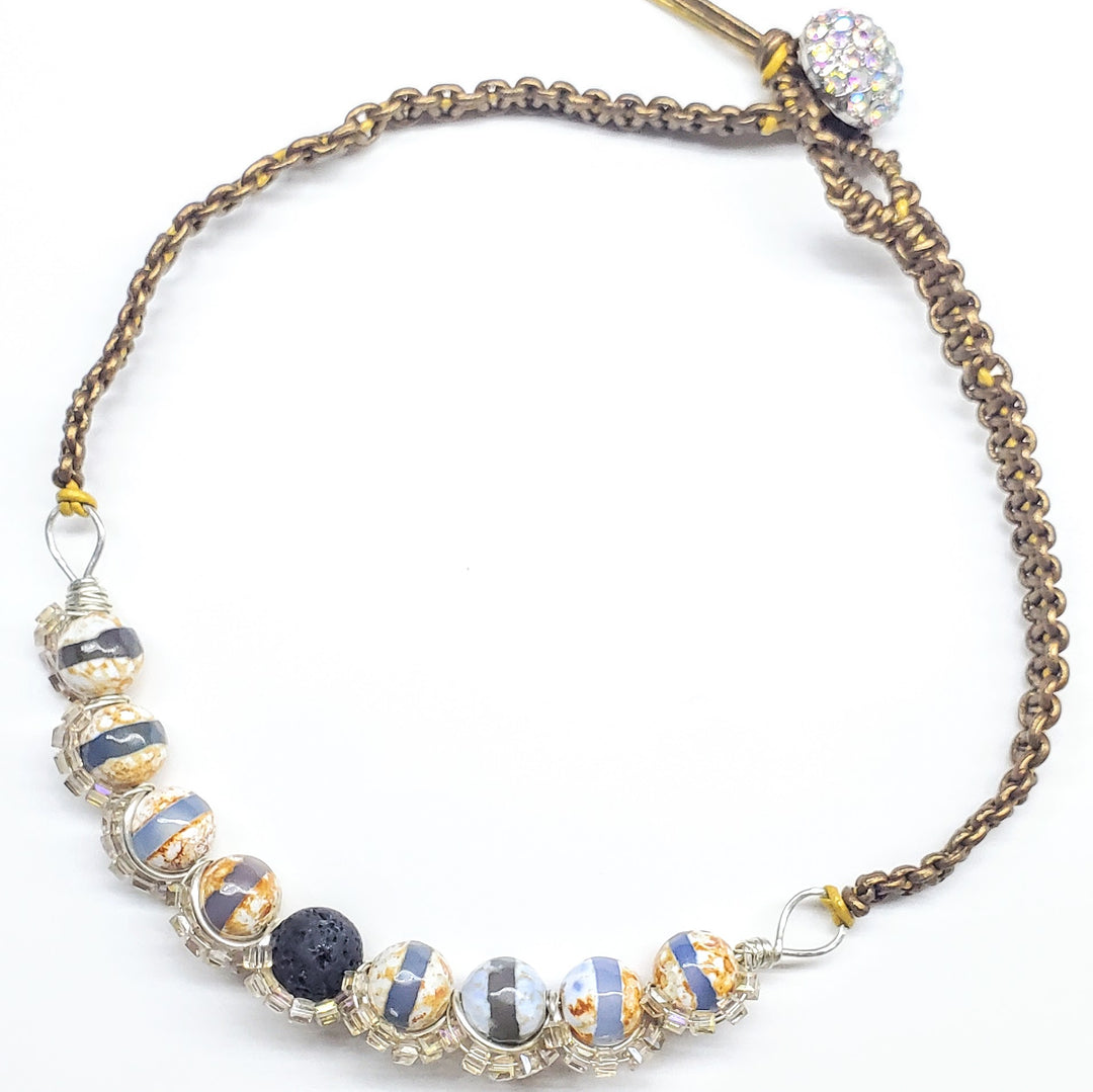 AMD1327Silver Spiral Twist Wrap Gemstone Lava Rock Macrame BlingNecklacesChoker$ 123.00Alexa Martha Designs