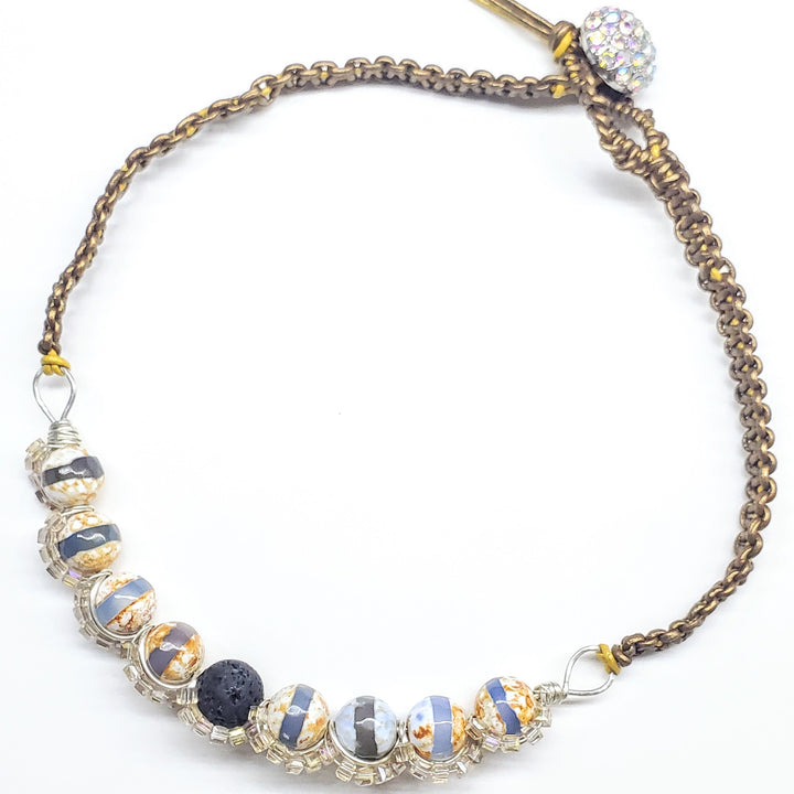 AMD1327Silver Spiral Twist Wrap Gemstone Lava Rock Macrame BlingNecklacesChoker$ 123.00Alexa Martha Designs