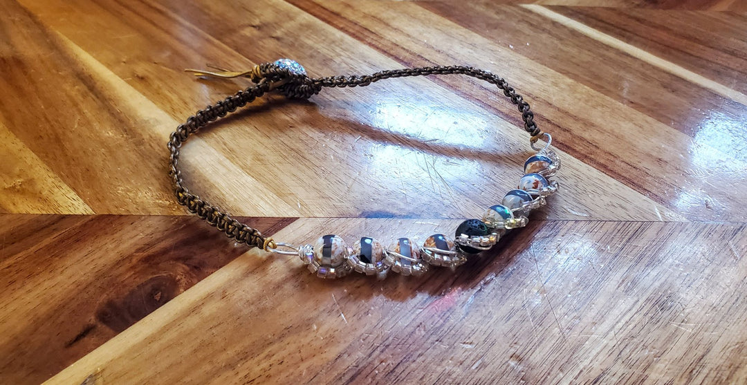 AMD1327Silver Spiral Twist Wrap Gemstone Lava Rock Macrame BlingNecklacesChoker$ 123.00Alexa Martha Designs