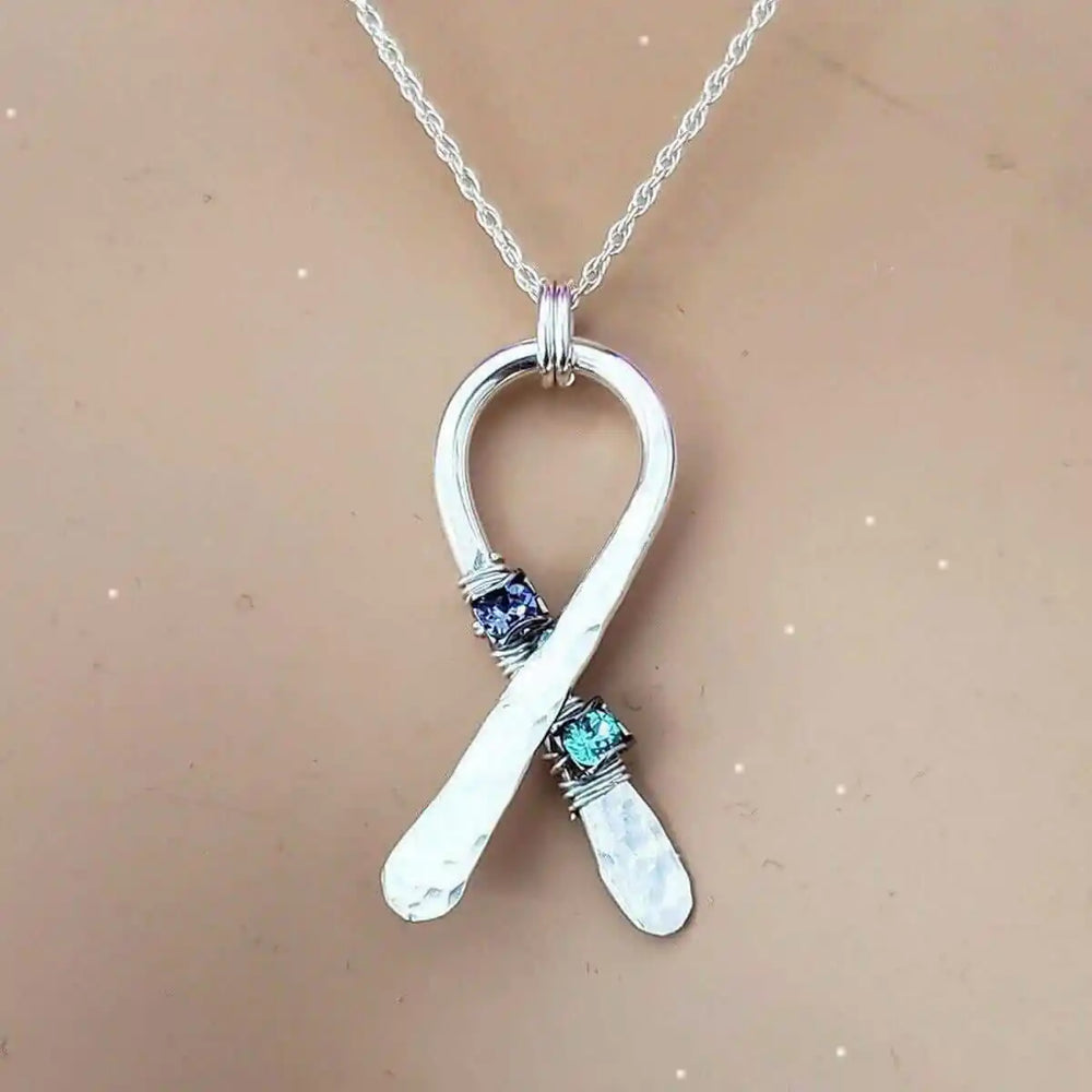 AMD1146Purple Teal Crystal Suicide Prevention Awareness Ribbon NecklaceJewelryNecklace$ 89.00Alexa Martha Designs