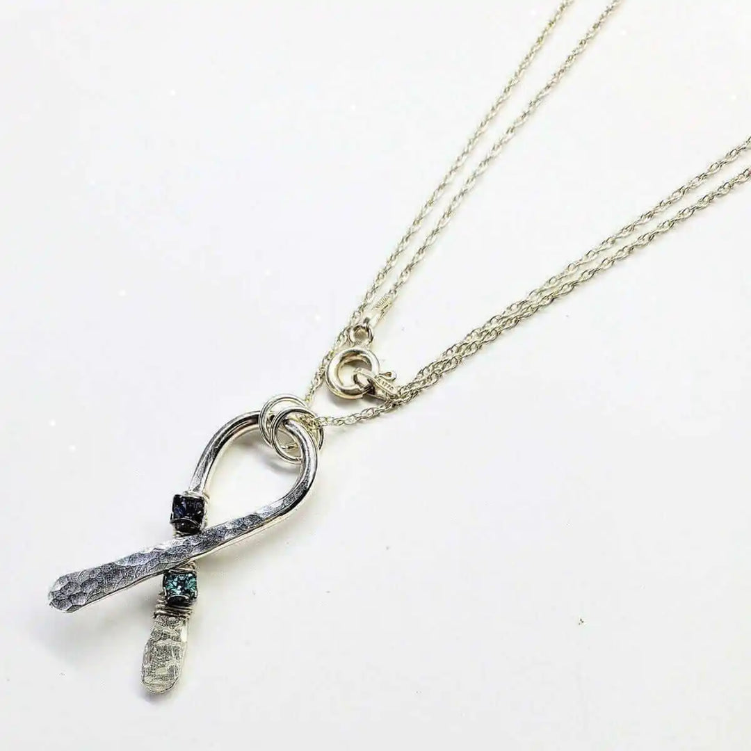 AMD1146Purple Teal Crystal Suicide Prevention Awareness Ribbon NecklaceJewelryNecklace$ 89.00Alexa Martha Designs