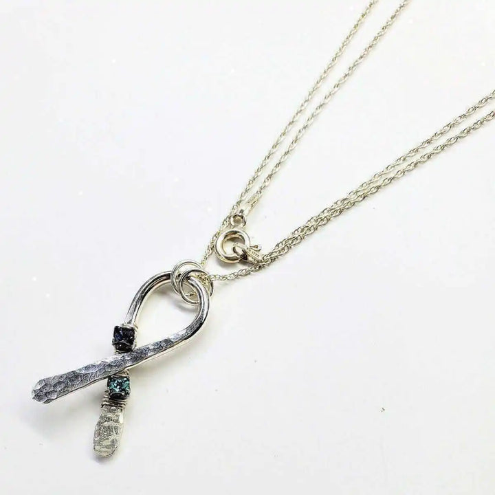 AMD1146Purple Teal Crystal Suicide Prevention Awareness Ribbon NecklaceJewelryNecklace$ 89.00Alexa Martha Designs