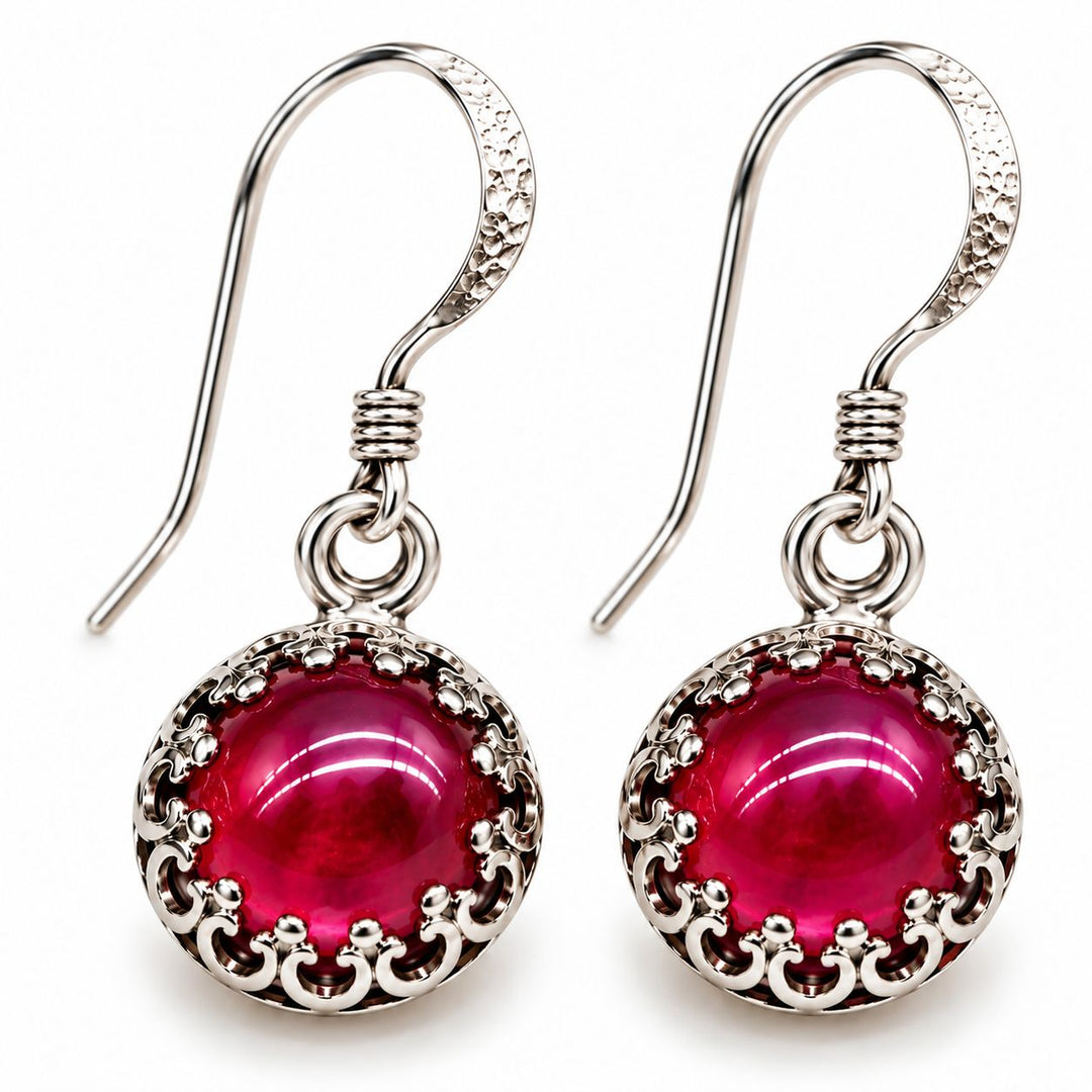 Victorian Sterling Silver Gemstone Dangle Earrings