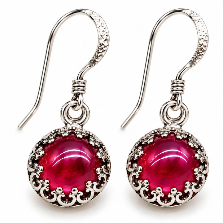 Victorian Sterling Silver Gemstone Dangle Earrings