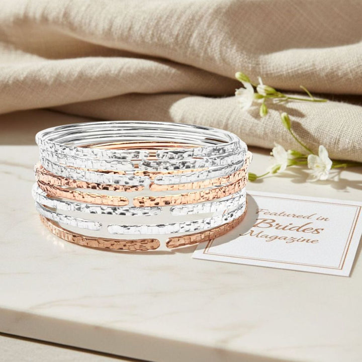 10 Gauge 925 Silver Hammer Textured Bangle