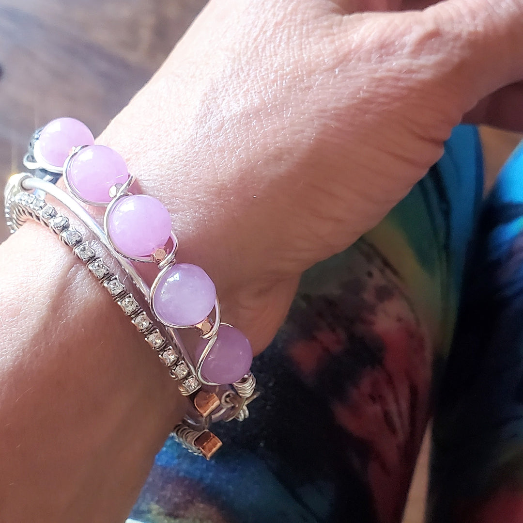 AMD1326Sterling Silver Spiral Twist Wrap Purple Jade Lava RockBraceletsBangle Bracelet$ 137.00Alexa Martha Designs