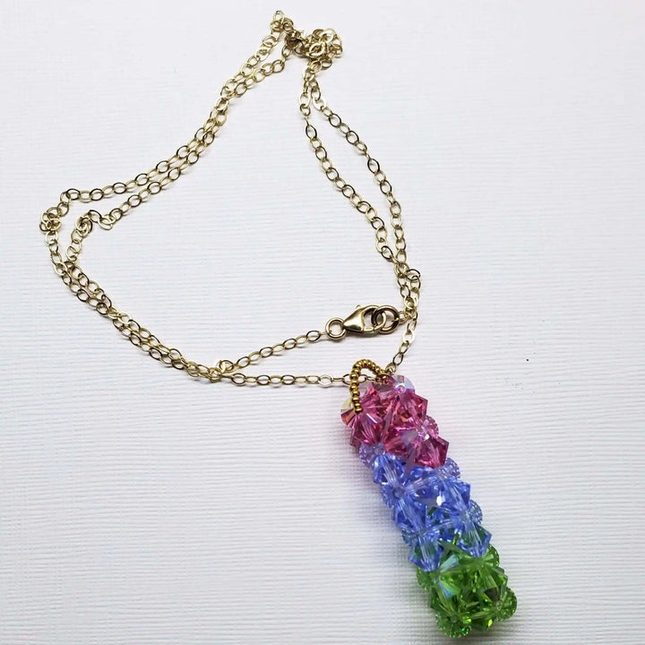 AMD1275-2Sparkly Green Blue Rose Crystal Pillar Pendant NecklaceJewelryNecklace$ 135.00Alexa Martha Designs