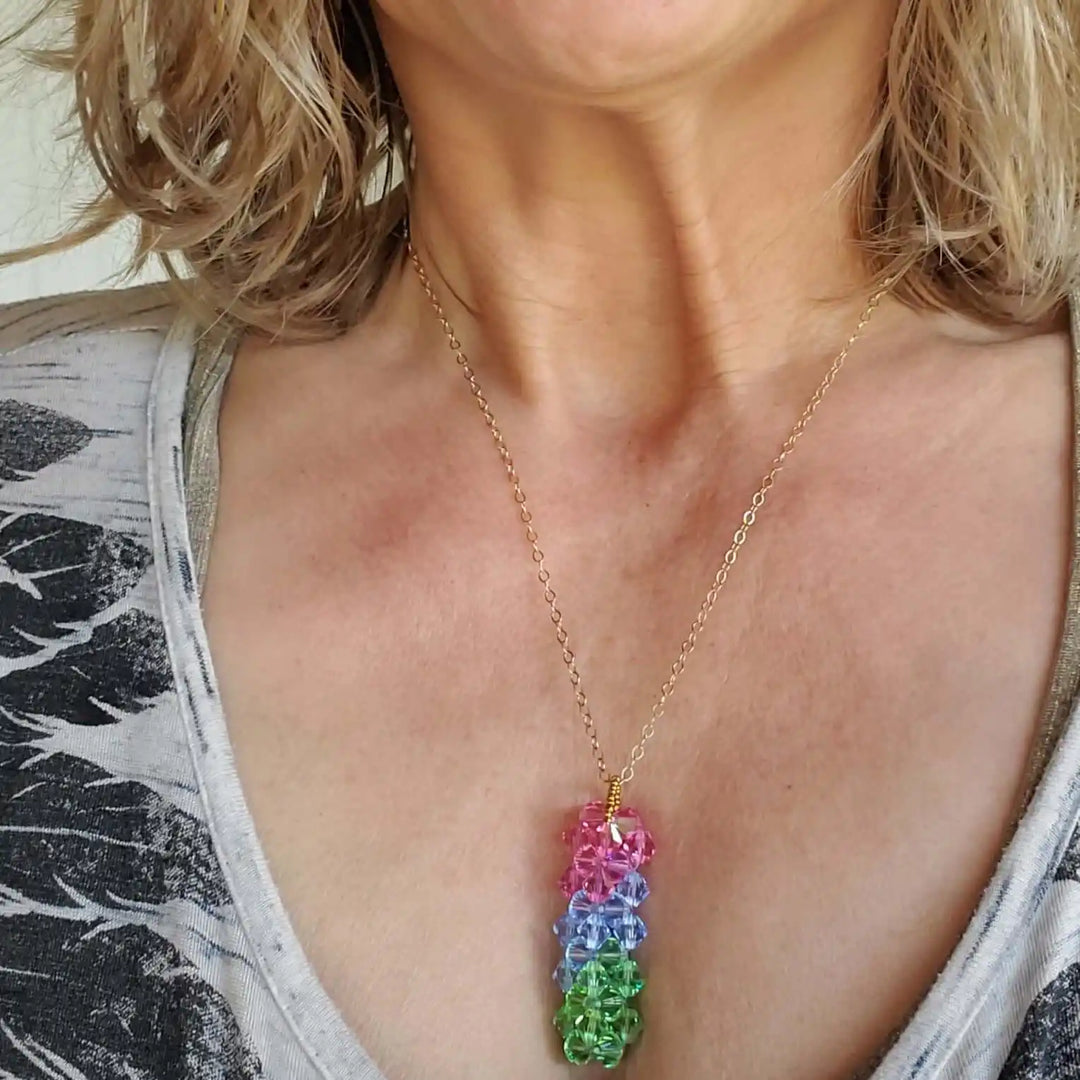 AMD1275Sparkly Green Blue Rose Crystal Pillar Pendant NecklaceJewelryNecklace$ 71.00Alexa Martha Designs