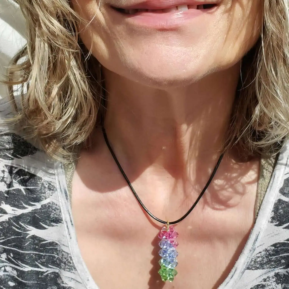 AMD1275Sparkly Green Blue Rose Crystal Pillar Pendant NecklaceJewelryNecklace$ 71.00Alexa Martha Designs