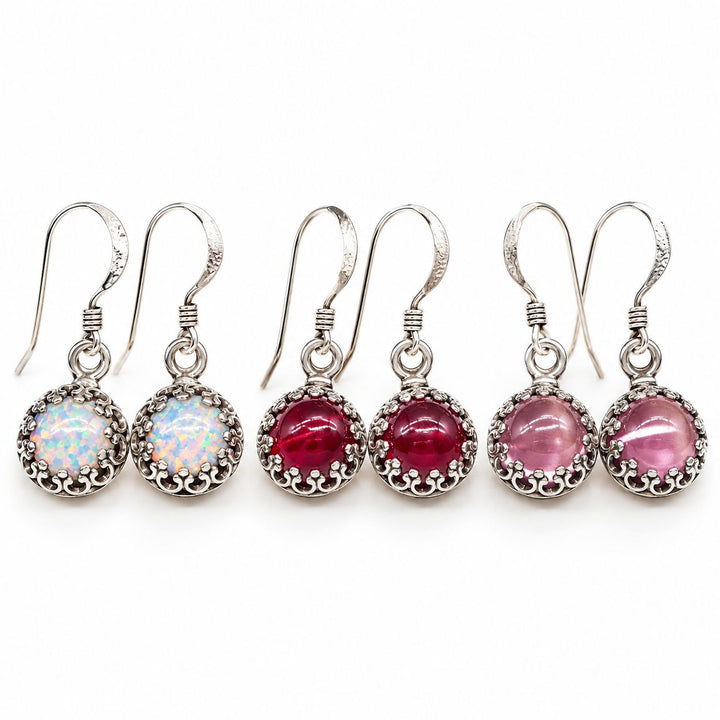 Victorian Sterling Silver Gemstone Dangle Earrings